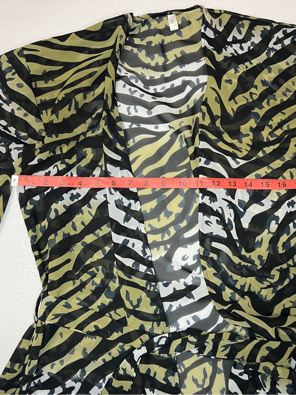 Zebra Leopard Print Kimono Duster Belted One Size Animal Print Boho Cover Up - Picture 6 of 8